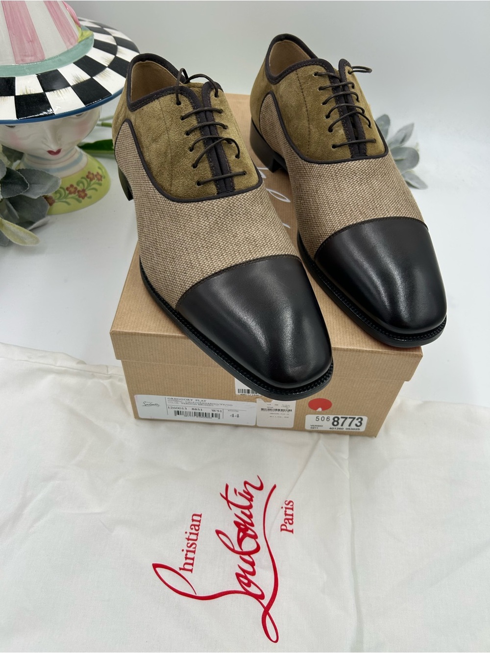 Men's Christian Louboutin Gregory velvet twill and Leather Oxford's size 44